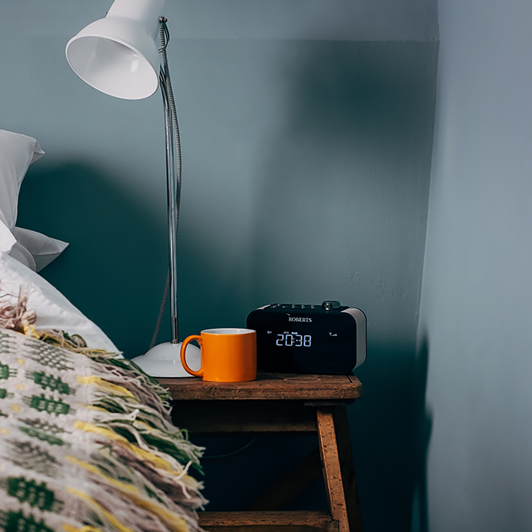 Ortus Clock Radio on a bedside table